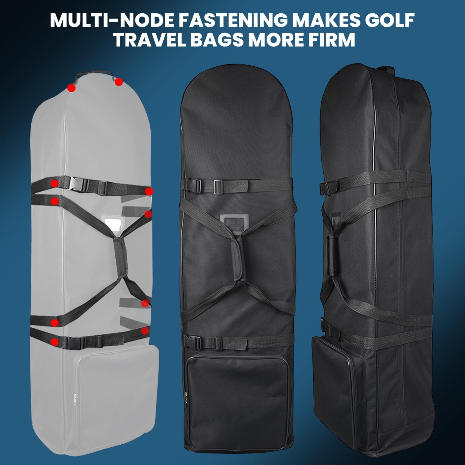 Golf Reisetaschen für Fluglinien mit Verstärkte Rädern - 10 Nadelstiche - 900D Strapazierfähiges Oxford - 1,6 kg, Hochwertige wasserdichte Golftasche für Reisen, Verschleißfest und Wasserdicht
