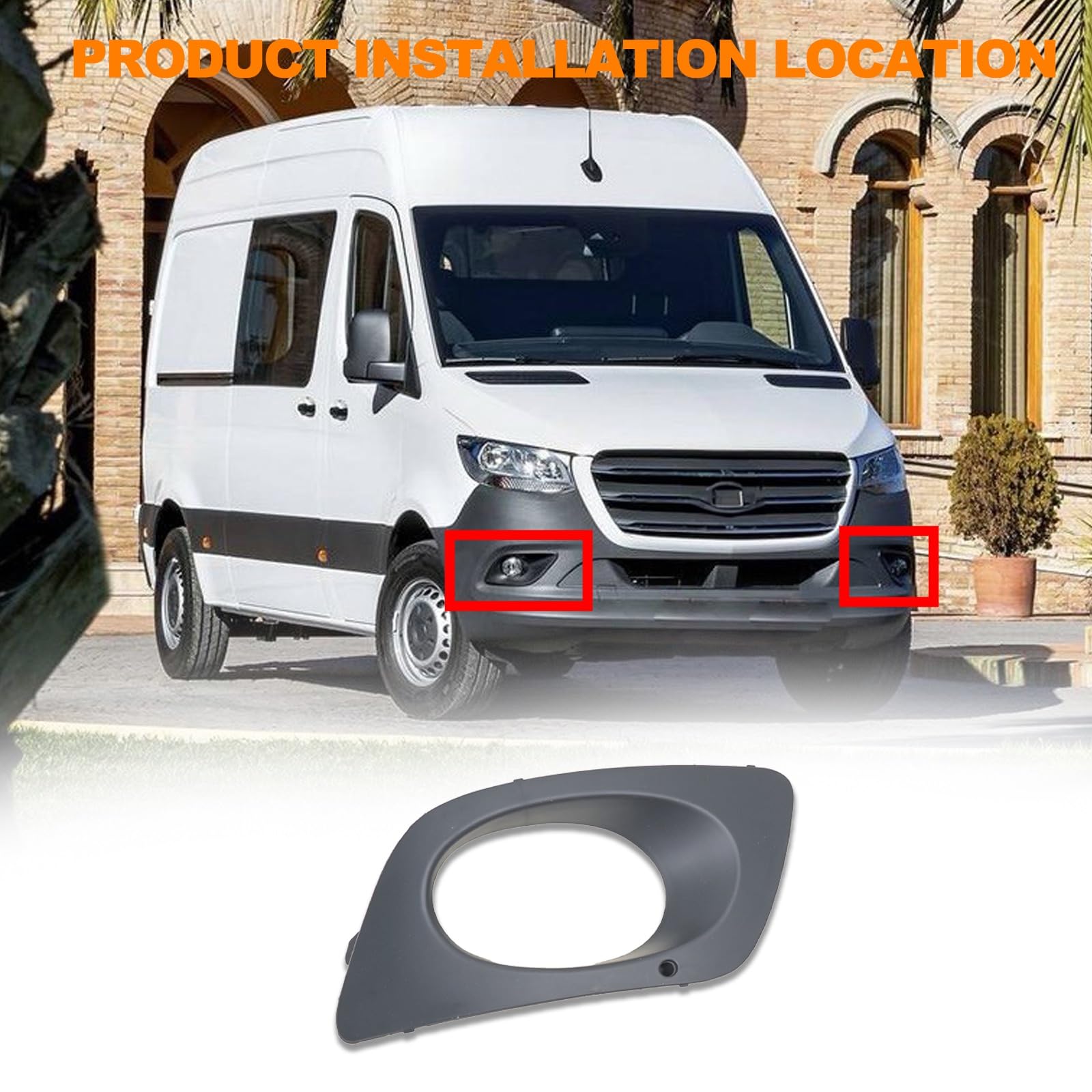 WXQP Fog Light Lamp Cover Trim Bezel Replacement, Compatible for Mercedes Van Sprinter 2500/3500 W906 2013-2018 OE 9068850353,9068850253(LEFT & RIGHT)