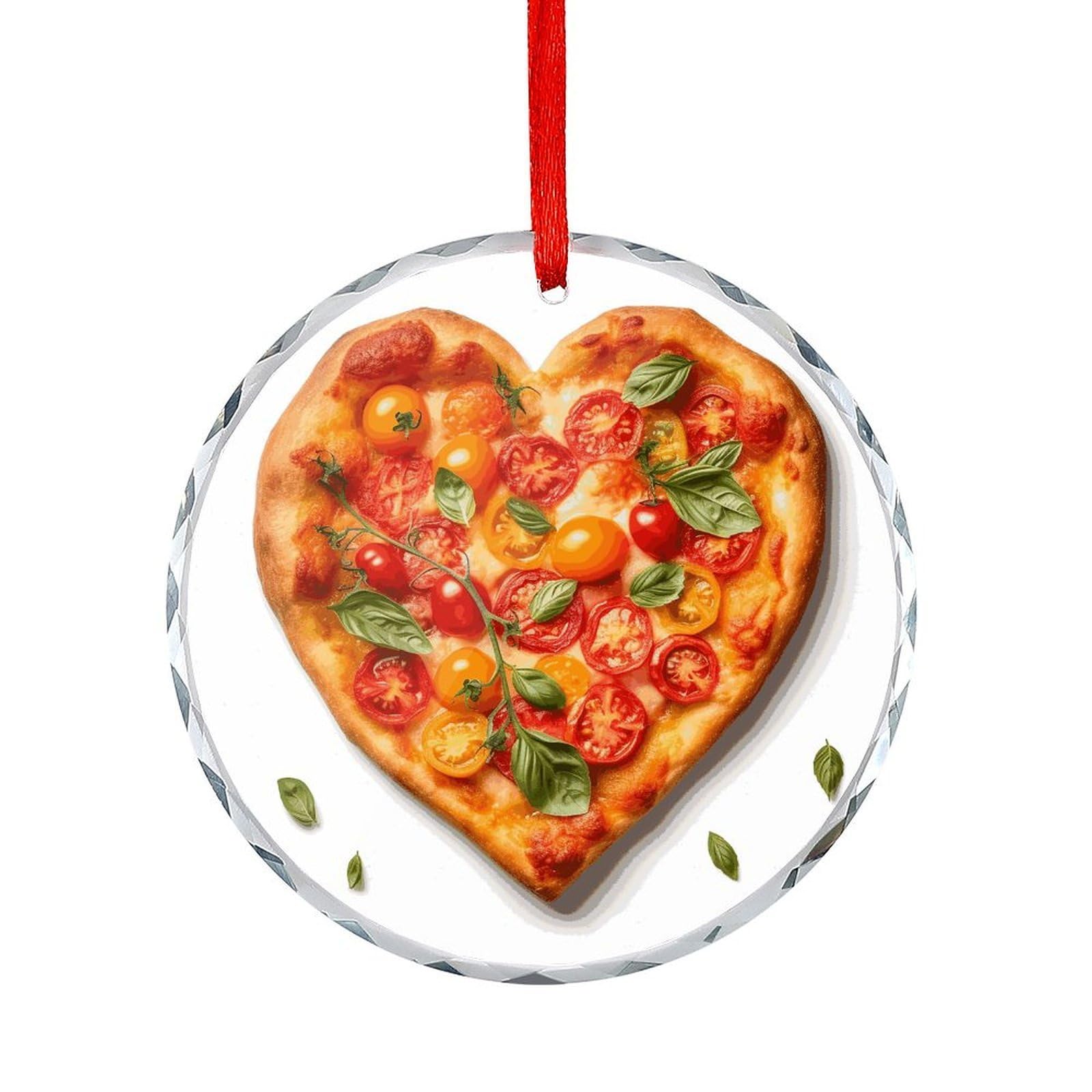 Btcowzrv Style Heart Shaped Pizza Round Ornament Hanging Pendant Decor