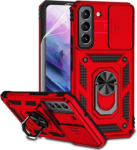Miniatura 1 de Funda para Samsung Galaxy S22 con cubierta para lente de cámara, protector de pantalla HD, doble capa de grado militar a prueba de caídas, soporte