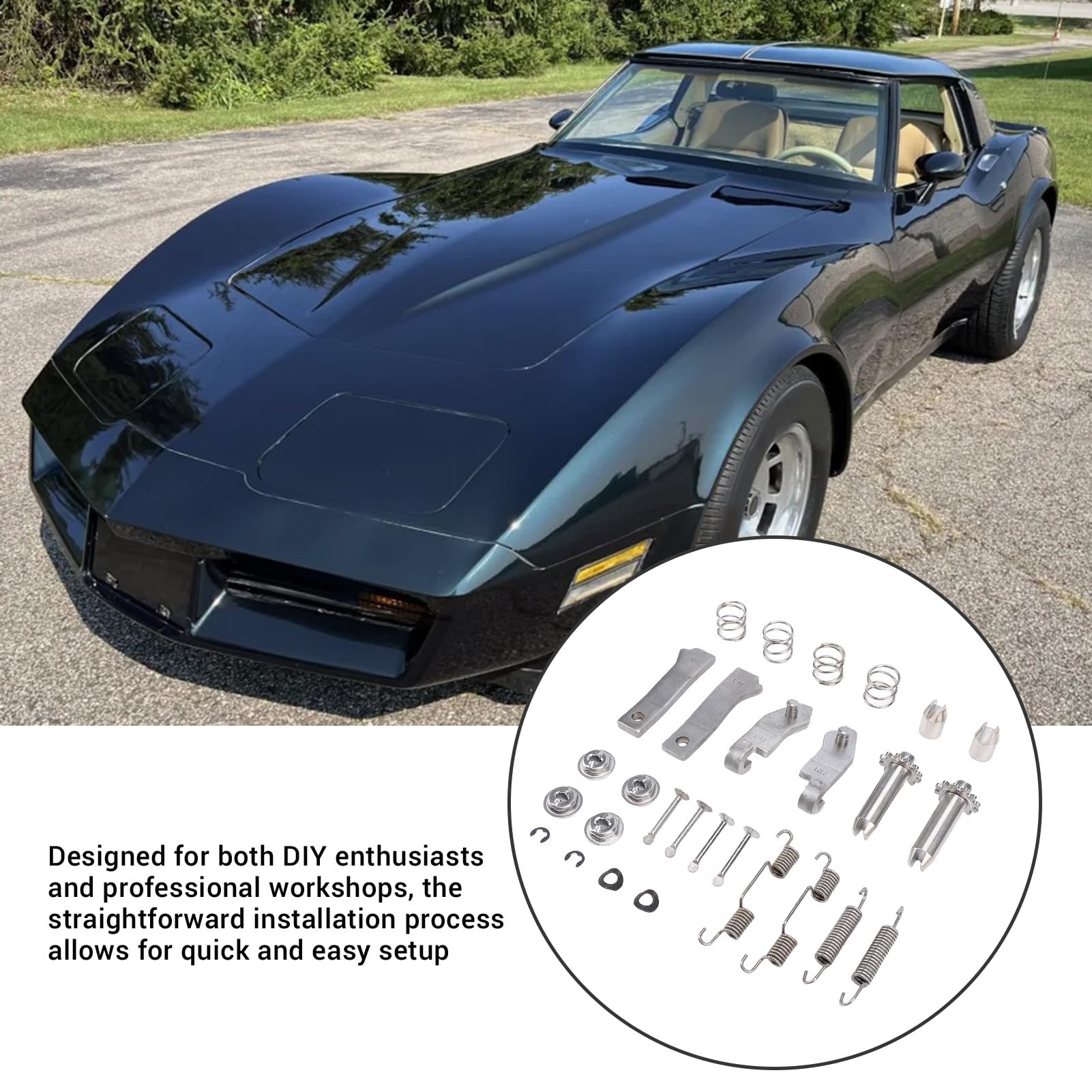 Handbremsen-Reparatursatz aus Edelstahl, Komplett mit Federn, Stiften, C3 1968–1982 für Heimwerker und Professionelle Mechaniker, Entworfen für LBJ 1382, 5460807, 5460856,