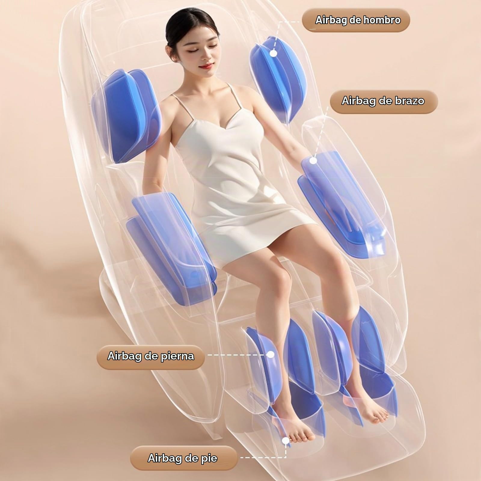 Sillón De Masaje con SL-Track Y Airbags para Todo El Cuerpo, Un Sillón De Masaje De Lujo Adecuado para Uso Doméstico.(Bianco)
