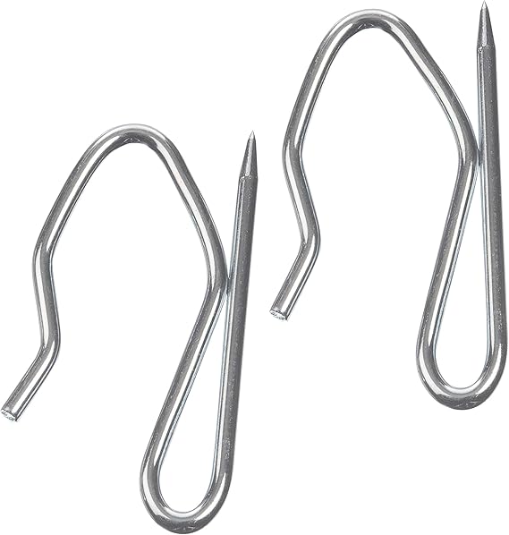 Heavy Duty Zinc Metal Drapery Pin Hooks (50 Pack) for Pencil Pleat