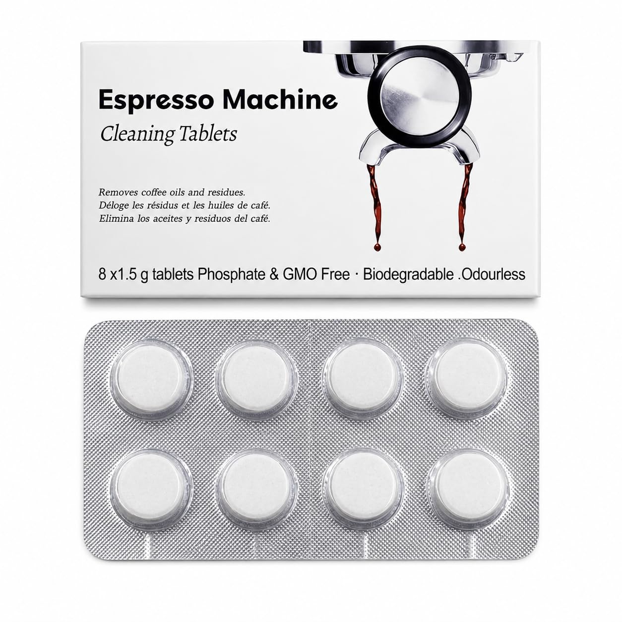 Premium Coffee Machine Cleaning Tablets, 8 Pack