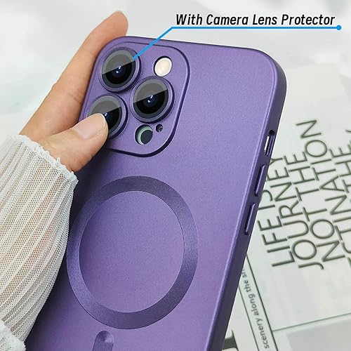 Miniatura 3 de ankofave Funda magnética para iPhone 13 Pro para mujer, diseño de brillo metálico suave mate con protector de lente de cámara, compatible con