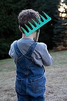 Vista 6 de JustForKids - Juego de herramientas de jardín para niños, rastrillo, pala, azada y rastrillo de hojas, tamaño reducido, hecho de cabezas de acero