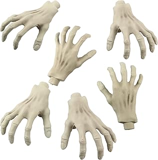 Cagemoga 6 Pcs Halloween Skeleton Hands Realistic Plastic Zombie Hands Fake Severed Hand Props for Halloween Haunted House Party Zombie Party Cosplay Decoration