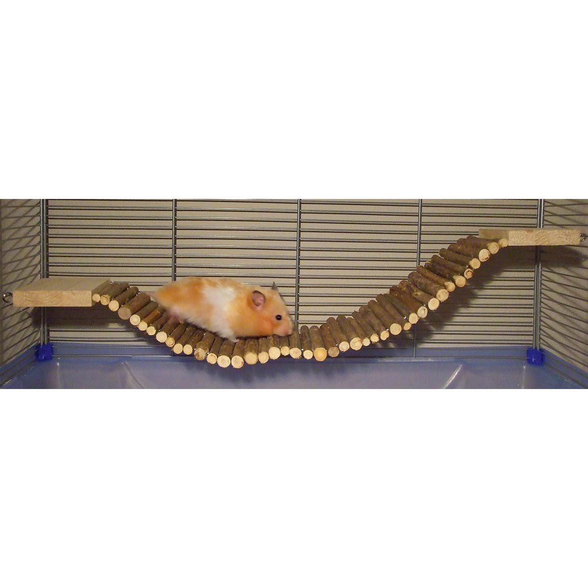 Kerbl Pet Pont pour Hamster, Pont en Bois, 57x7cm, Bois Naturel, avec Crochet de Fixation, Utilisation Flexible