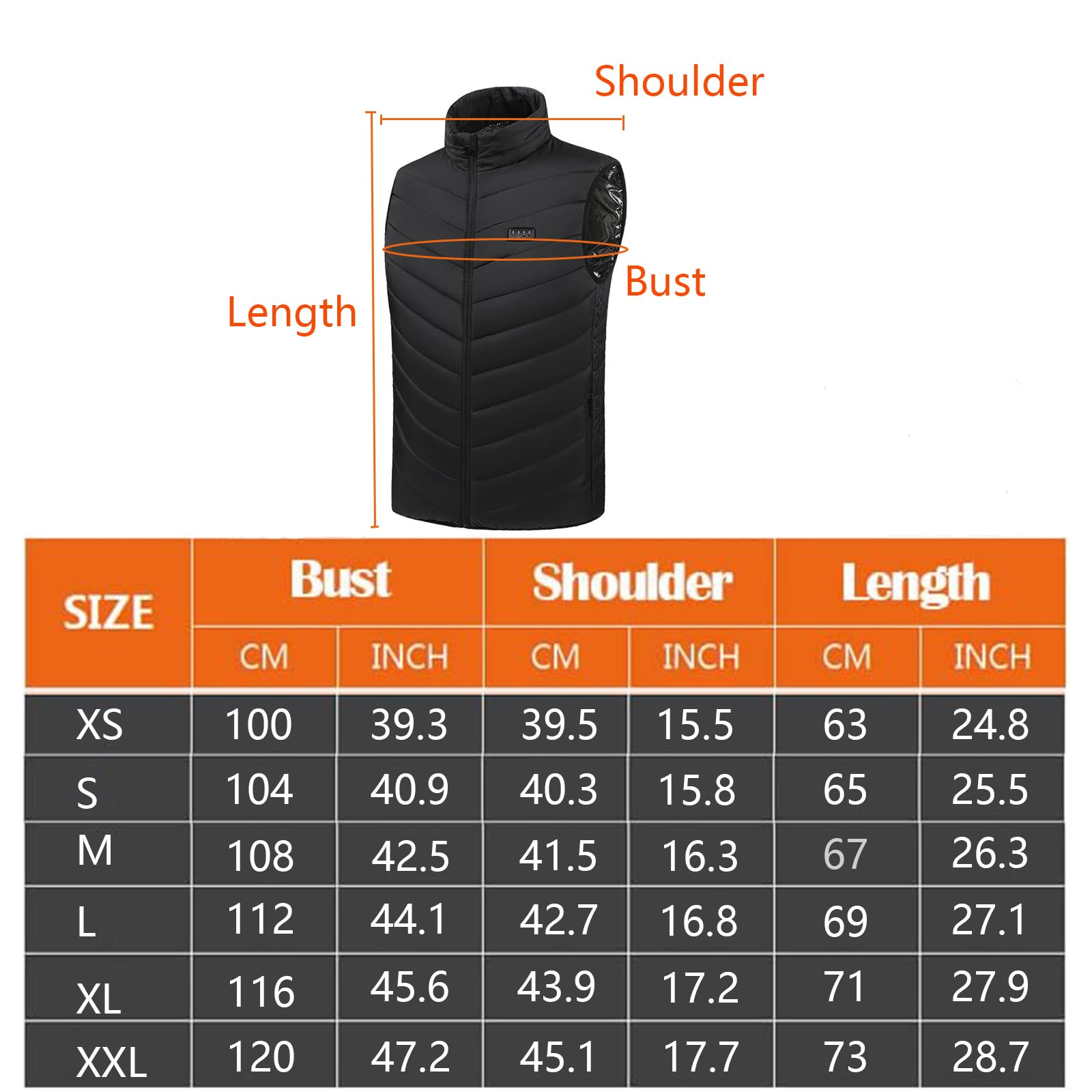Monave Gilet Chauffant Femme,Veste Chauffante avec 9 Coussinets Chauffants en Fibre de Carbone,3 Niveaux de Température,Gilet Chauffant pour Moto Pêche Ski Activités de Plein Air Noir