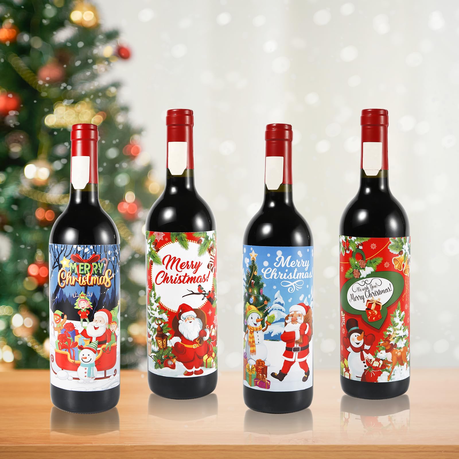 Adesivi Natalizi Per Bottiglie Di Vino - 24 Pezzi Con 4 Design Festivi - Foto 2