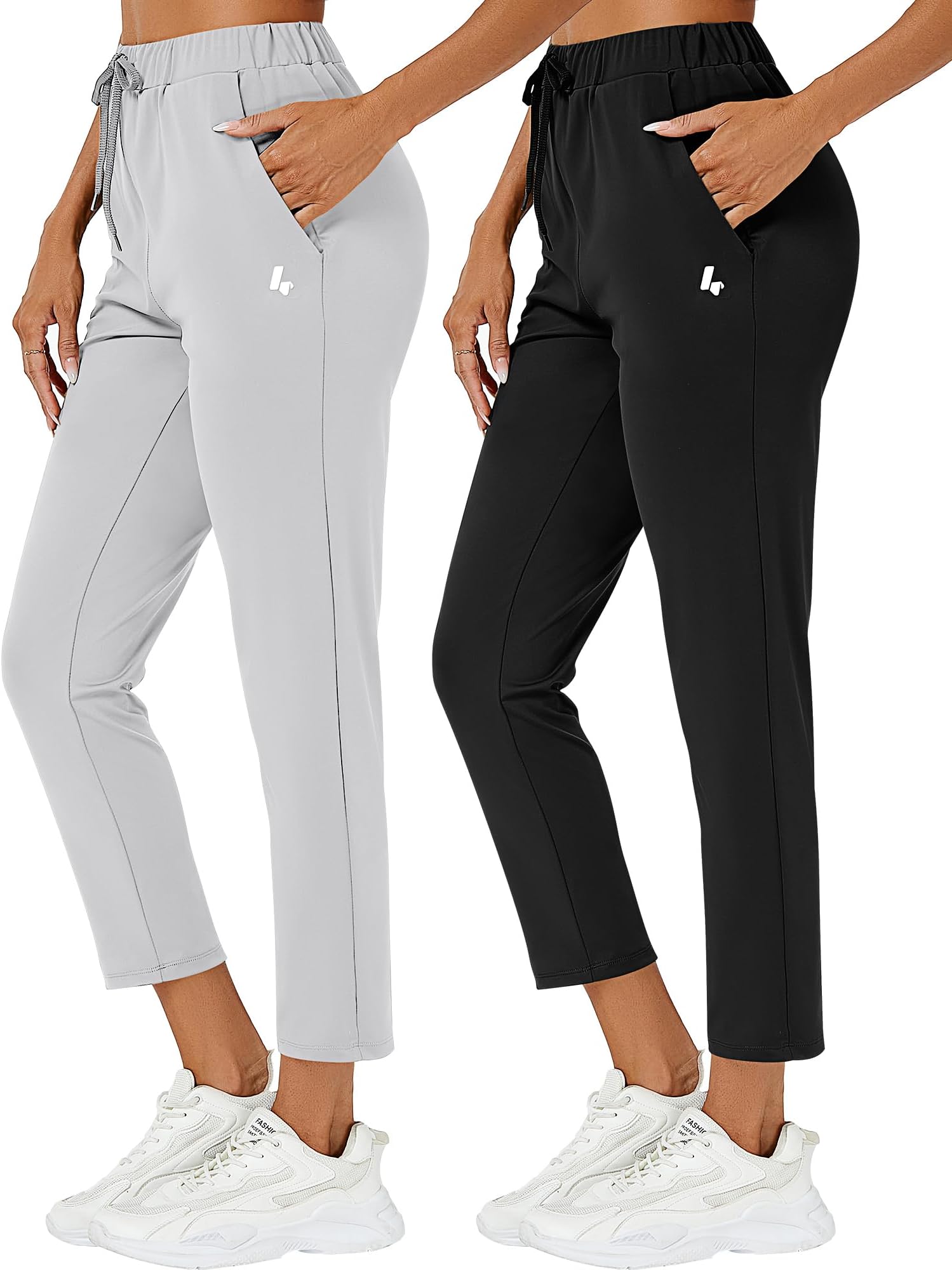 Neer2 Pcs Women Lounge Joggers High Wasited Sweatpants Workout Yoga Elastic Drawstring Joggers Women Golf Pants with Pockets