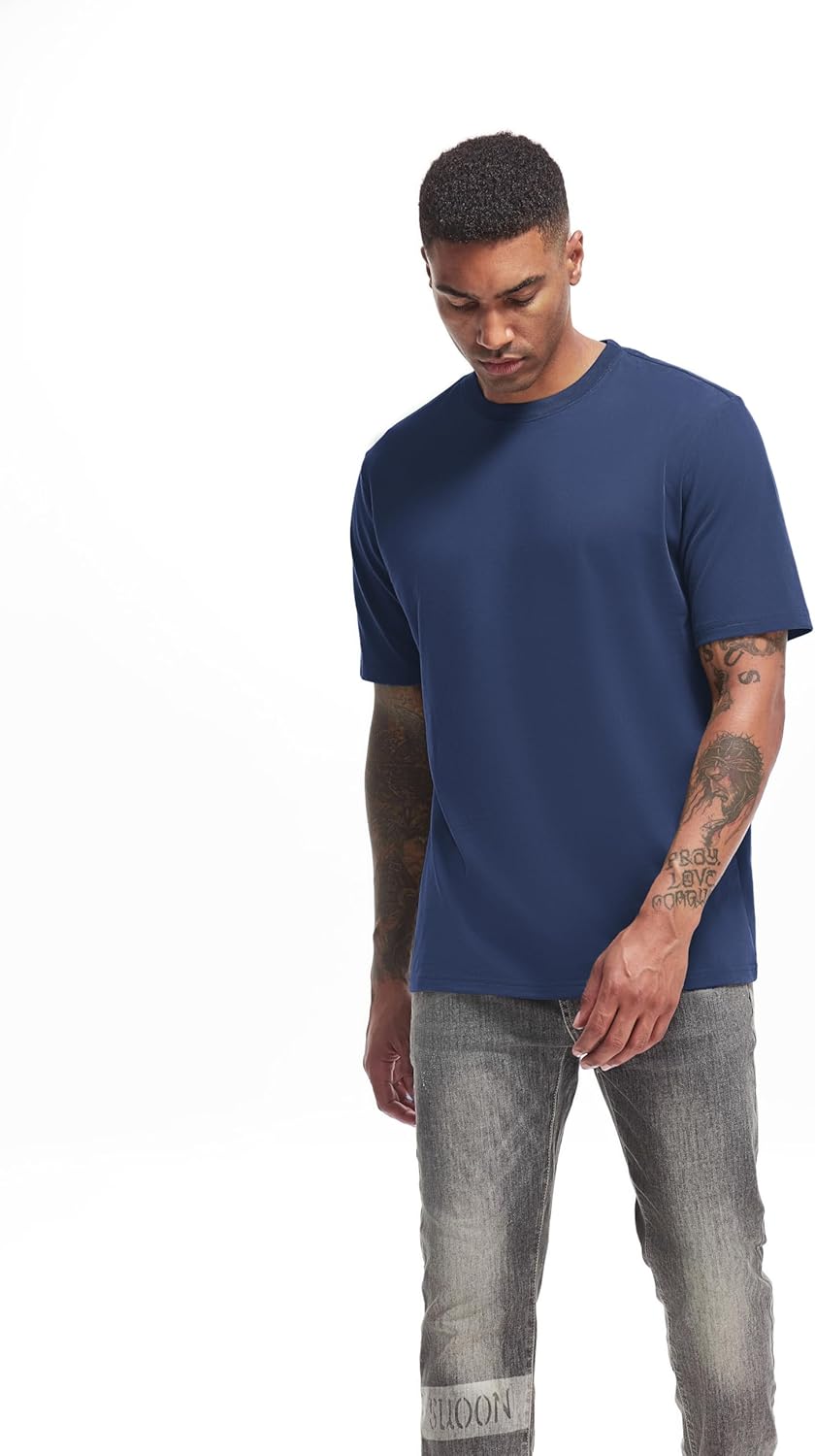 VEIISAR Men's Heavy Weight Crew Neck T-Shirt Mens Premium Cotton Tee - Pre Shrunk S-3XL - Image 3