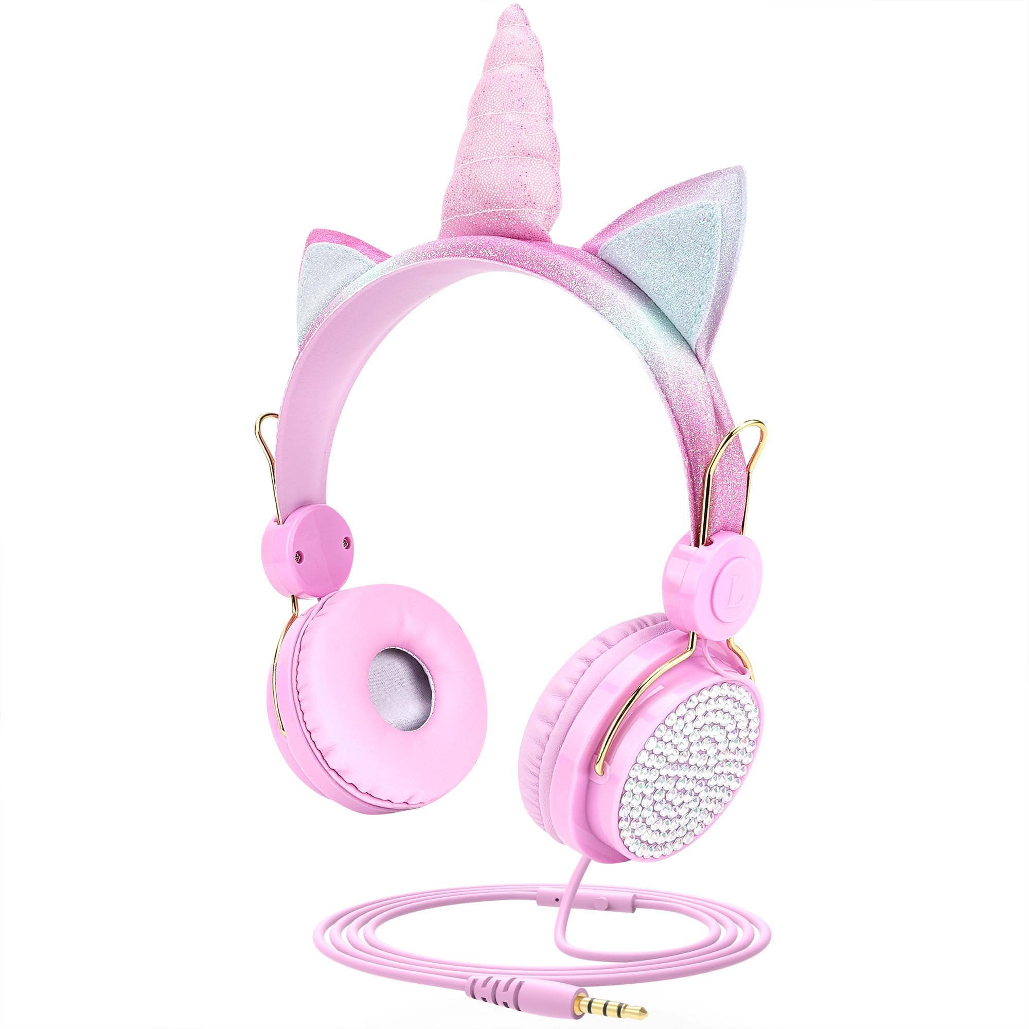 Geekria Kids Headphones with Microphone, Stereo Untangled 3.5mm Jack Earphone for 5-12-Year-Old Children's Classroom and Online Learning, Compatible with PC, Notebook (Pink)-image-0