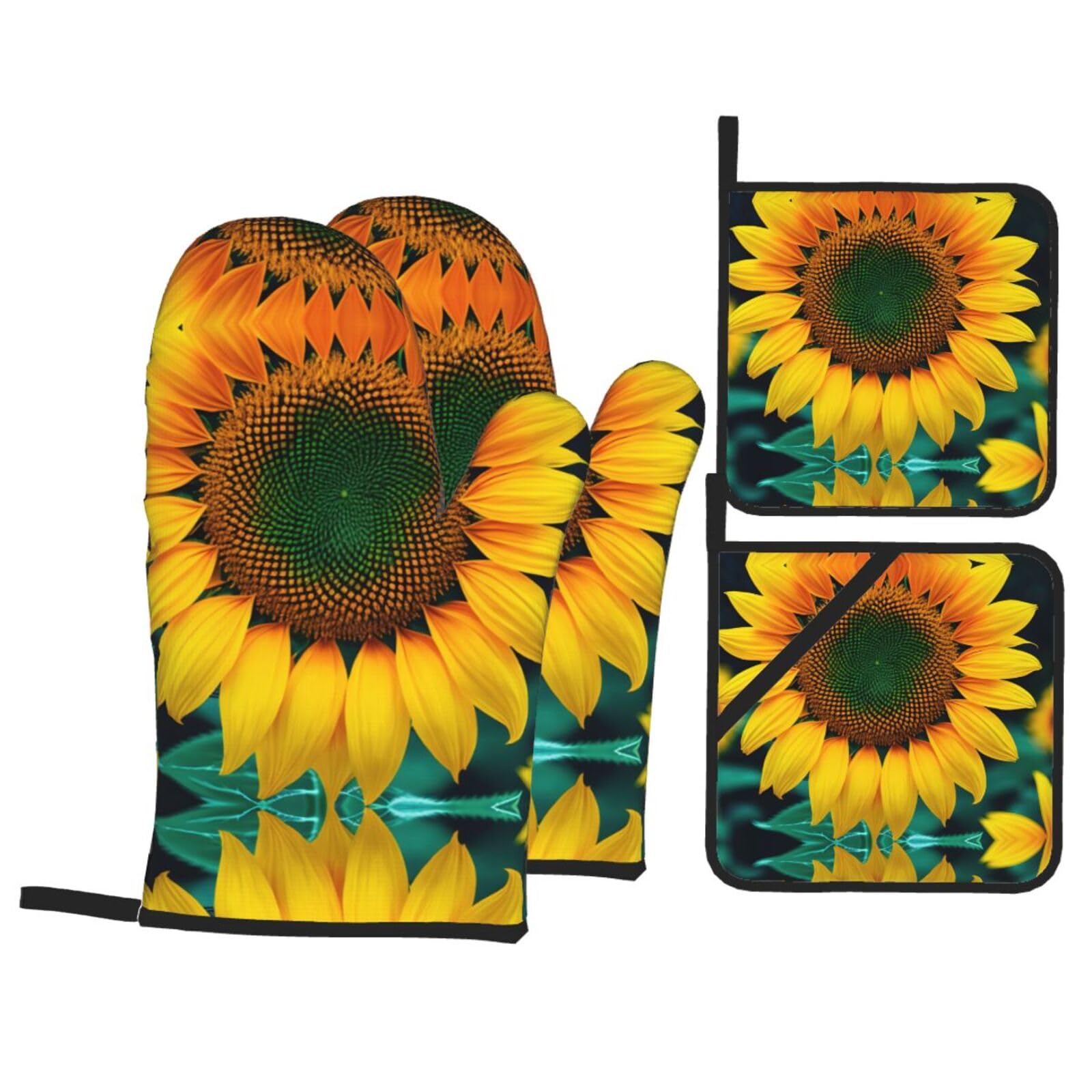 Gants de cuisine motif tournesol arc-en-ciel lot de 4 pour vos plats
