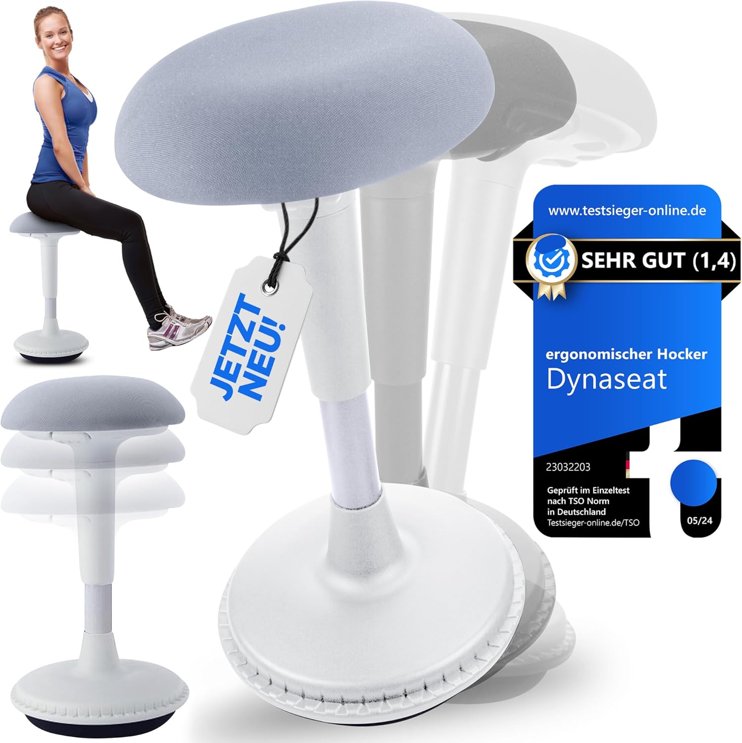 Dynaseat Ergonomic Stool Height-Adjustable for Sitting and Standing
