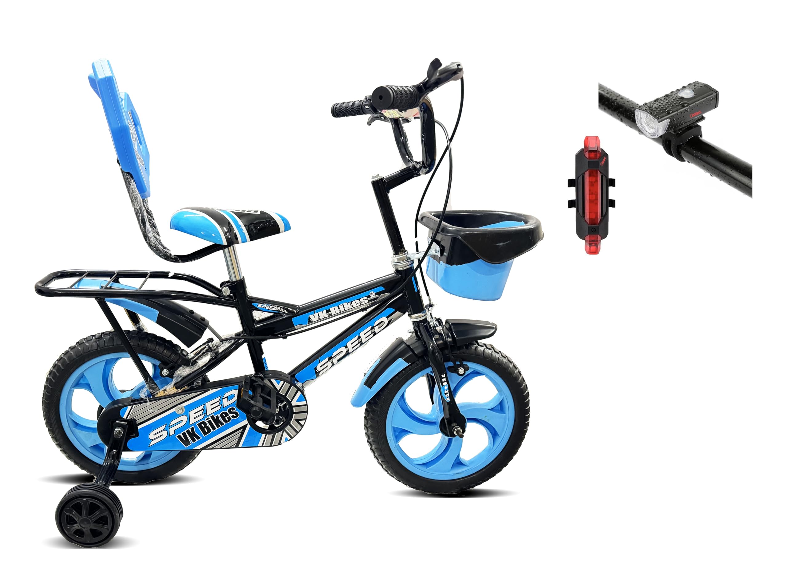 Kids Cycle 14T with Training Wheels (90% Assembled) for Boys and Girls with Front & Rear Light (Blue)-image-21