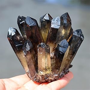 Anseqinzh Smokey Quartz Cluster Reiki Healing Irregular Shape & Size Natural Crystal Point Mineral Crystal Specimen Home Decor (600~700g)
