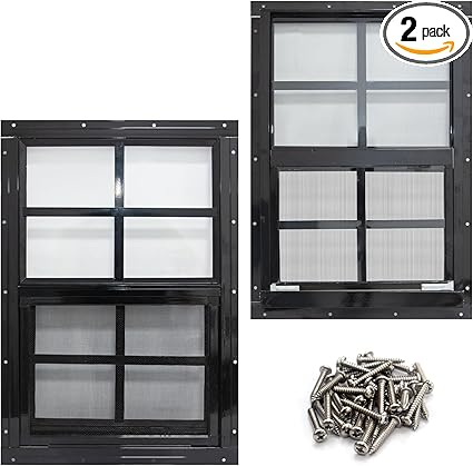 NeatiEase 2 Pack Shed Windows with Black Frame NeatiEase 2 Pack Shed Windows with Black Frame
