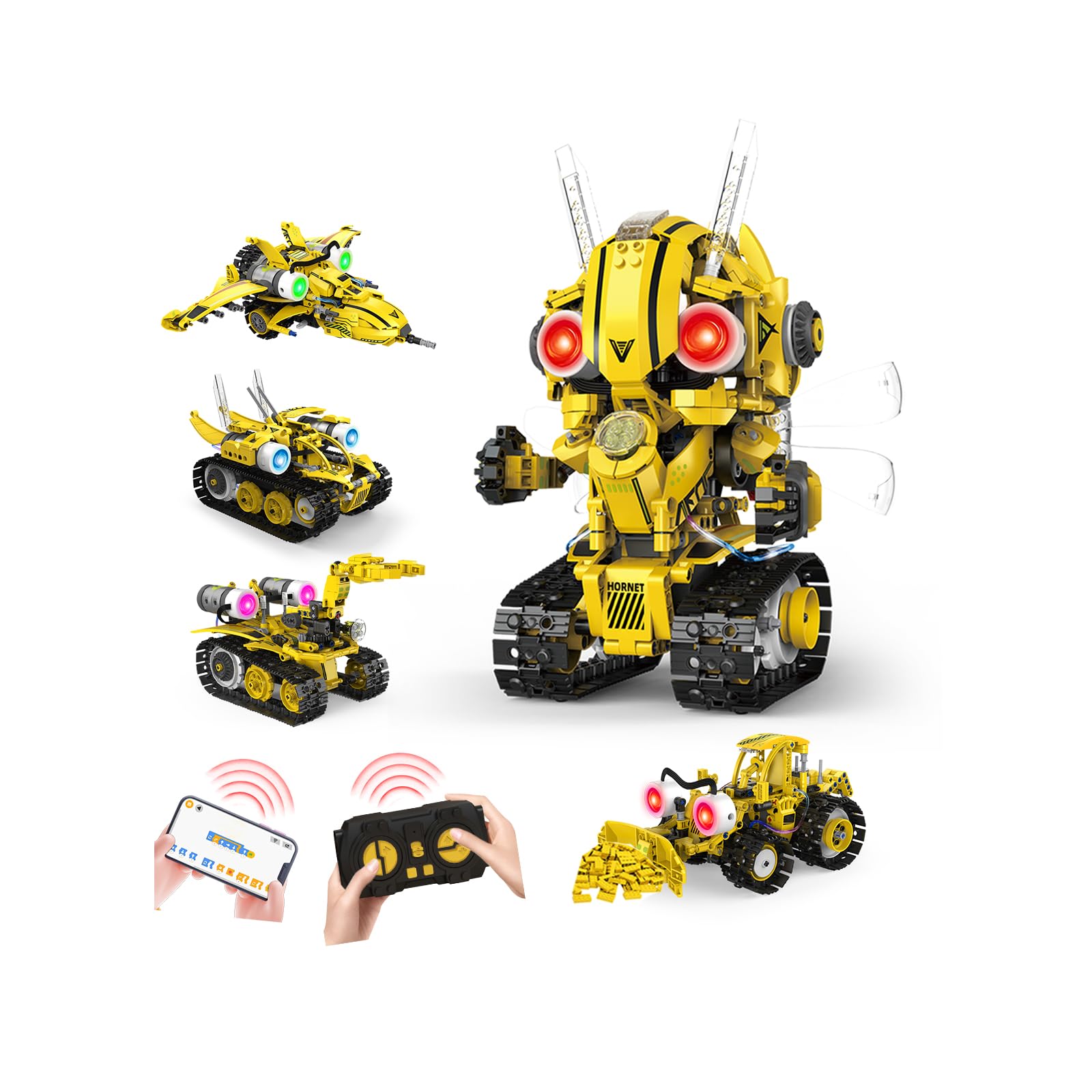 LESSETI 5 in 1 STEM RC Robot Building Kit, 673PCS Remote & App Controlled Jets Building Blocks Set, Robotic Technic Creative Toys, DIY Build Science Learning Gift for Boys Girls Age 6 7 8 9 10 11 12+