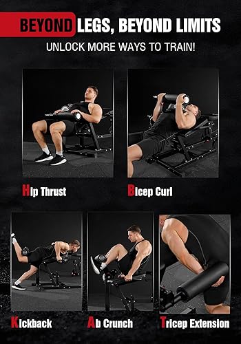 Miniatura 8 de Mikolo Máquina de extensión y rizo de piernas, máquina ajustable para rizar piernas, extensión de piernas sentadas y máquina de rizos acostados para