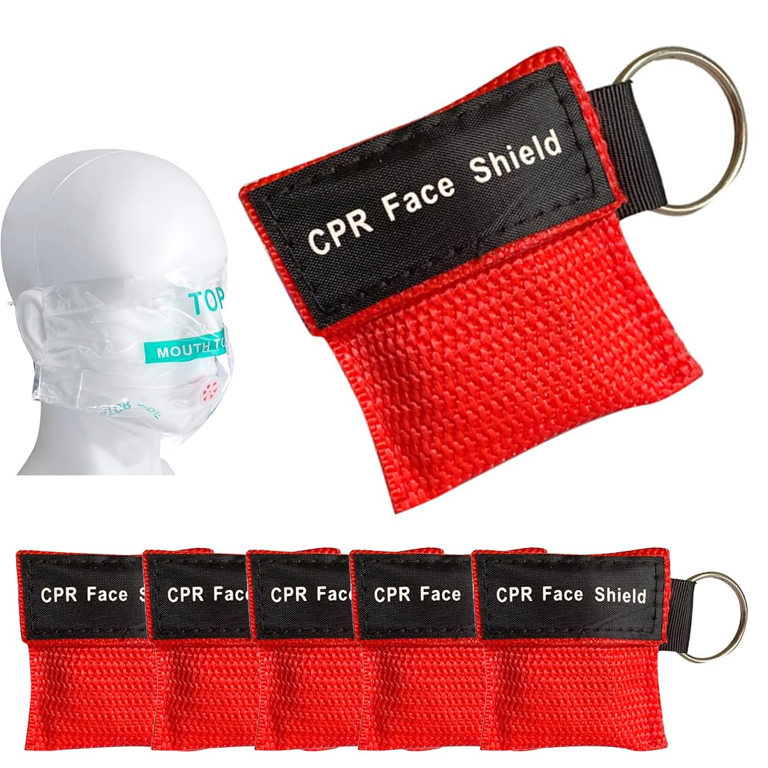 Pocket Mask 5 Pezzi, Mascherine Di Primo Soccorso Con Portachiavi, Maschera Cpr Per Respirazione, Protezione Emergenza, 5X5.5Cm