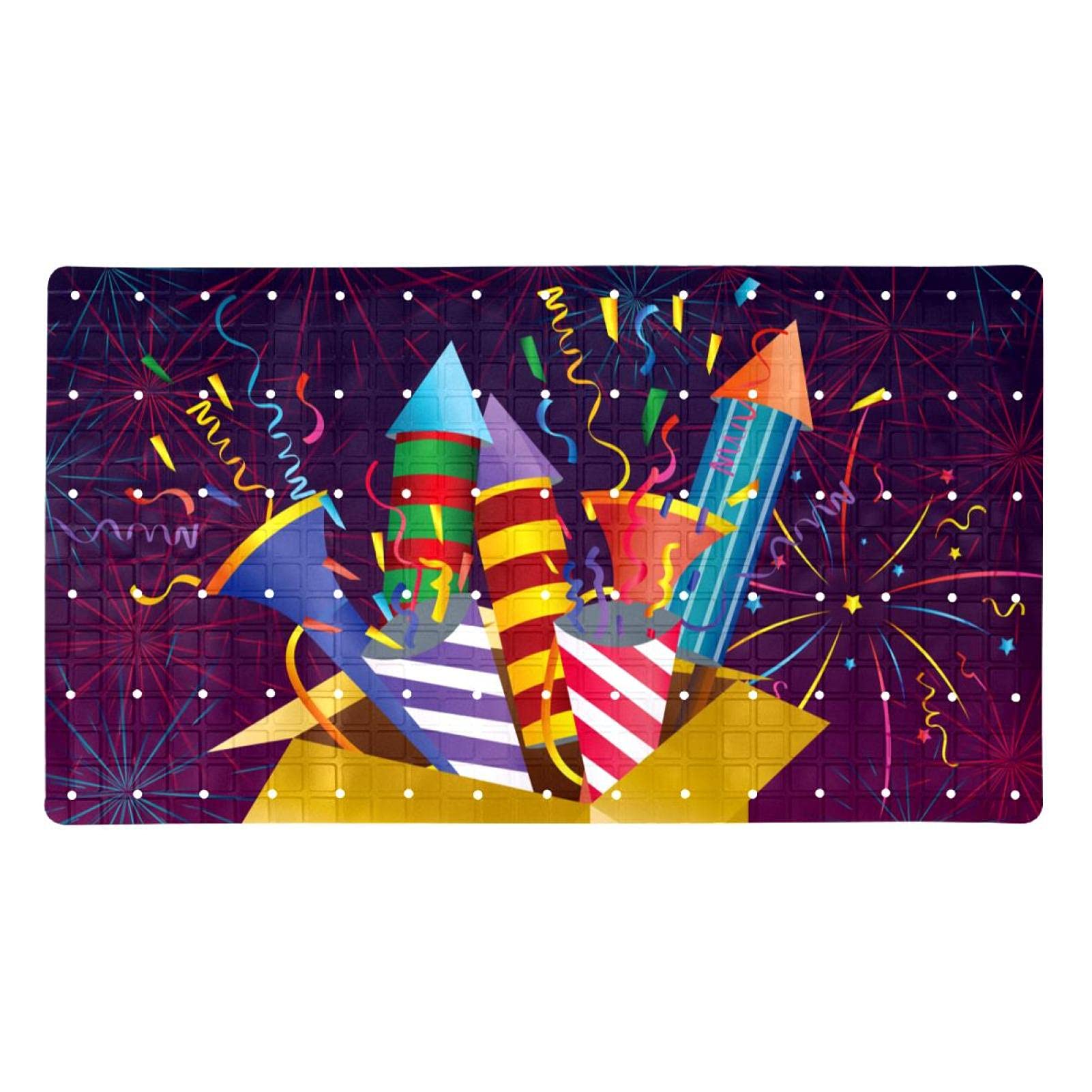 Tapis de bain antidérapant feux d'artifice 39x70 cm avec ventouses