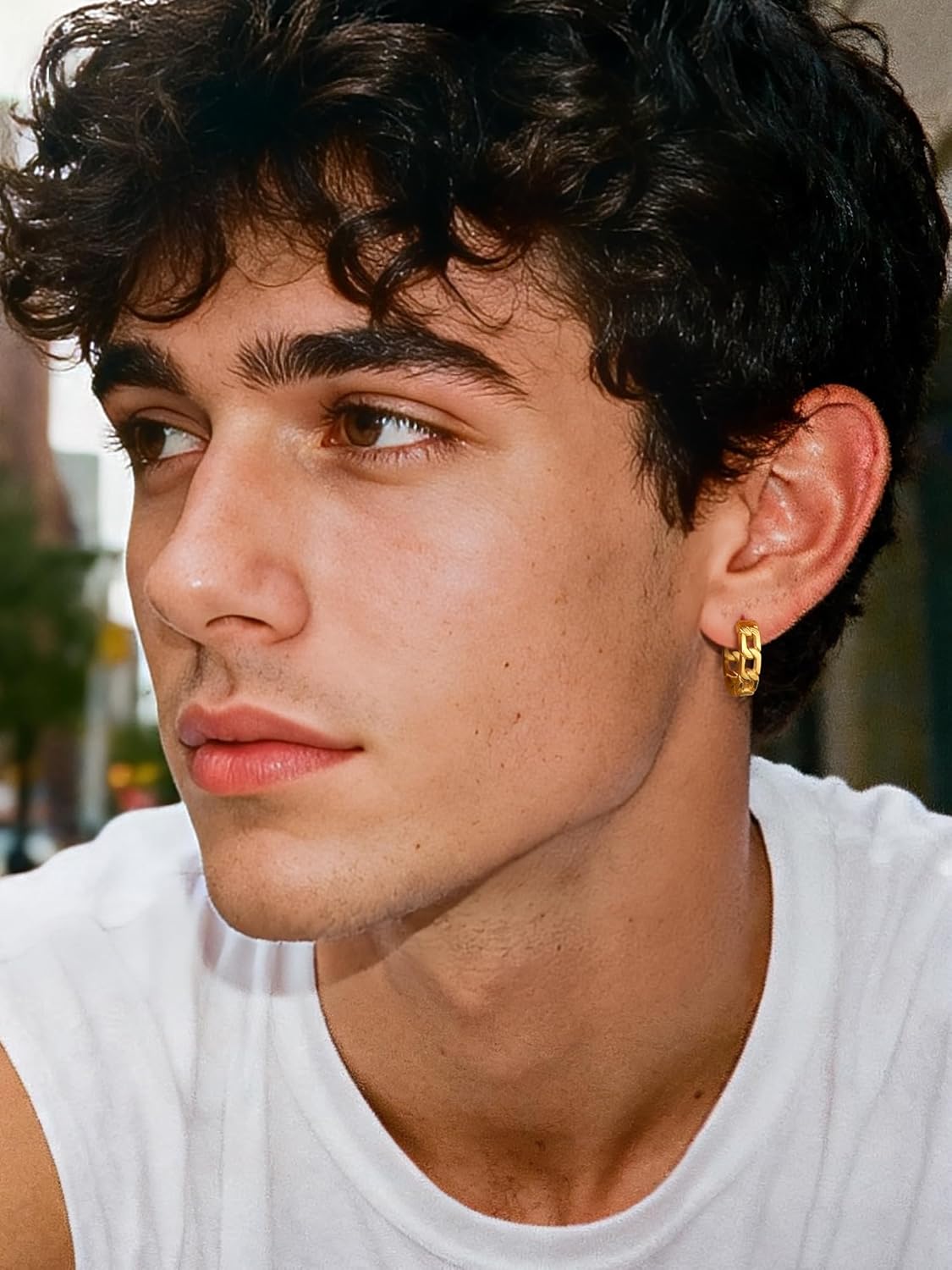 Chunky Hoop Earrings for Men Women, Skull/Infinity Pattern, Spike/Cuban Links 4 Design Options, Black/18K Gold Plated 316L Stainless Steel, Lightweight Earrings, Come Gift Box - Image 2