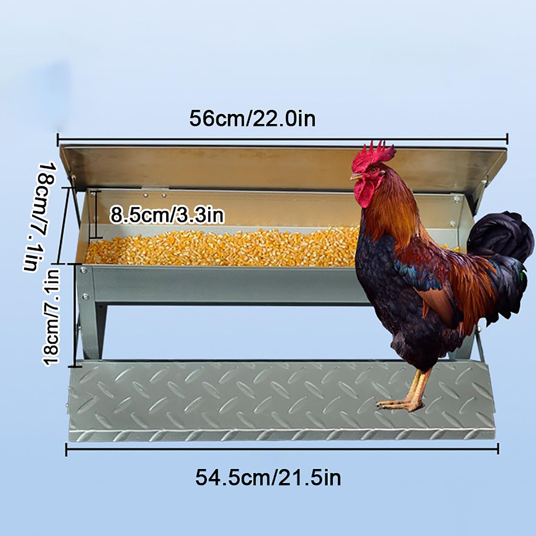 Comedero Automático Grande para Gallinas Bebedero con Pedal para Gallinas Comedero para Ganado De Exterior De Acero Inoxidable De Gran Espesor para Gallinas, Patos Y Gansos