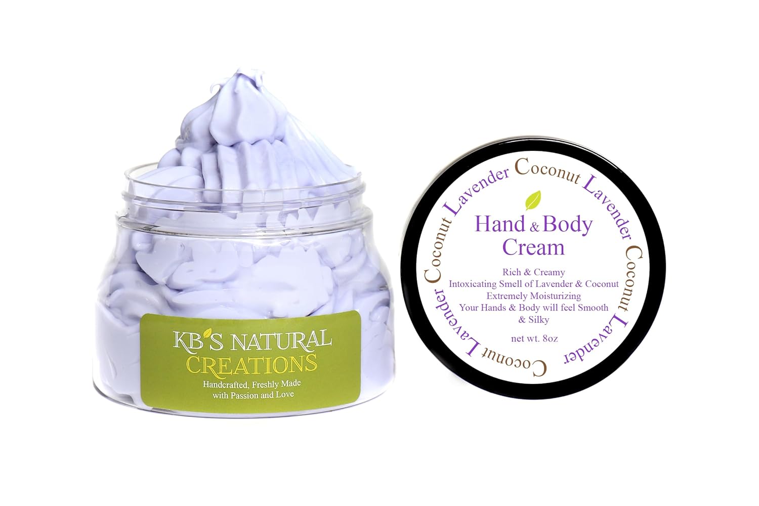 Lavender/Coconut Cream - Rich Moisturizing Hand and Body Cream. Leaves your Skin Silky Smooth & Soft (Lavender/Coconut, 8ozs)