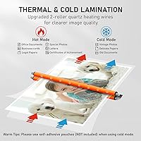Vista 3 de Máquina laminadora A3 de 13 pulgadas, laminadora térmica de escritorio 9 en 1, nunca atasca, 40 bolsas de laminación, recortadora de papel