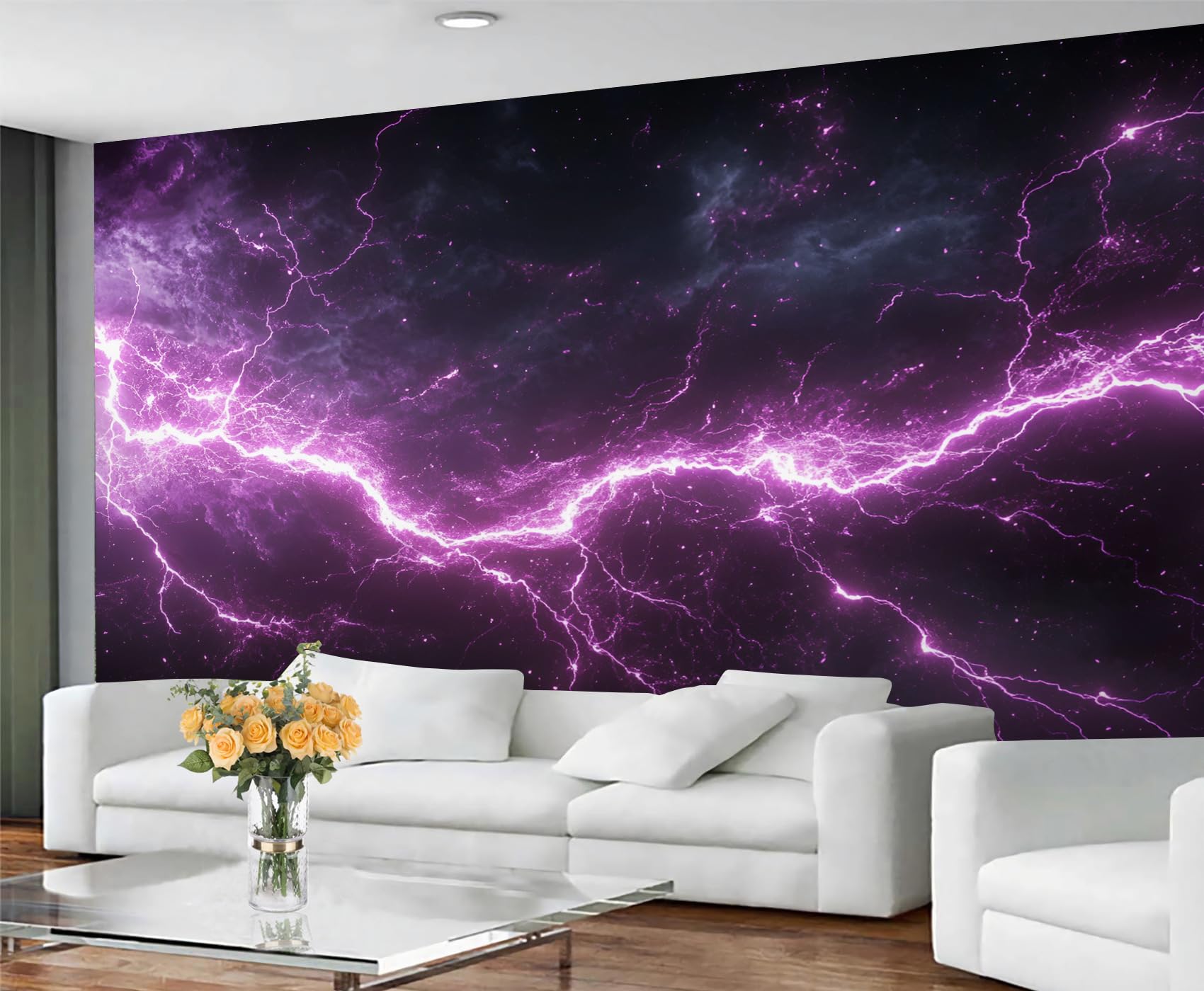 GIVLWF Wallpaper - Fantasy Home Decor & Mural, Self Adhesive Wallpaper for Living Room, Purple Lightning Wall Mural, Landscape Bedroom Wall Paper, Peel and Stick โ image 1