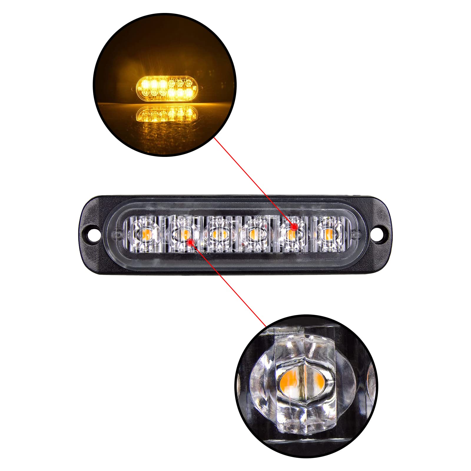 RIGIDON 4Pcs 6 Led Blanc Feu De Freinage Stroboscopique, Balise Clignotante De