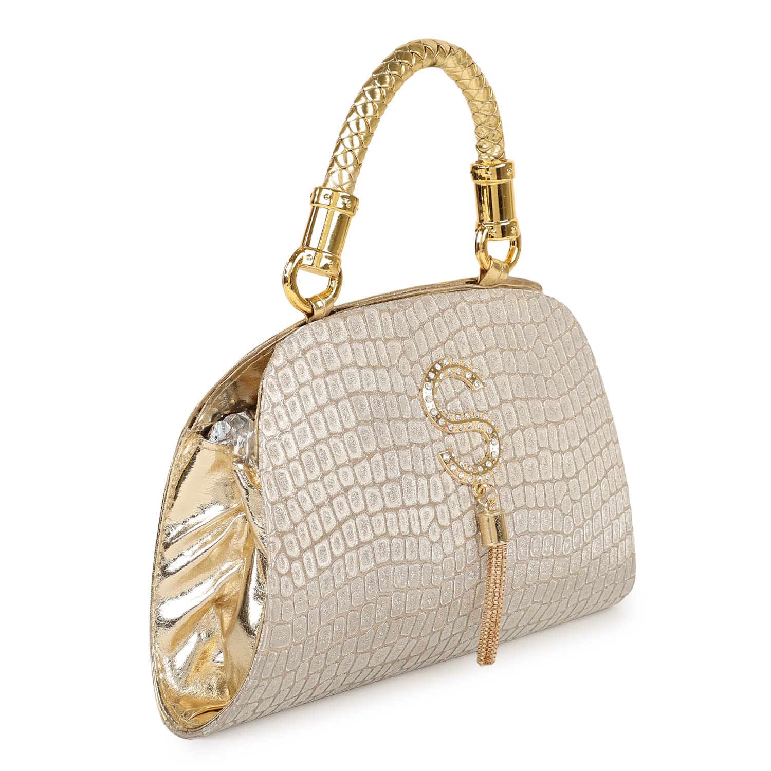 PU ElegantGolden Fancy Fashionable Hobo Wedding Trendy Design Party Clutch Bag For Women-image-20