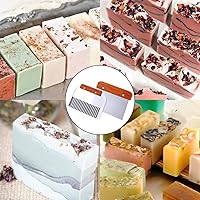 Vista 5 de Ogrmar Silicone Soap Molds Kit-42 oz Wooden Silicone Rectangular Mold with Stainless Steel Wavy & Straight Scraper for Soap Cake Making (Purple)