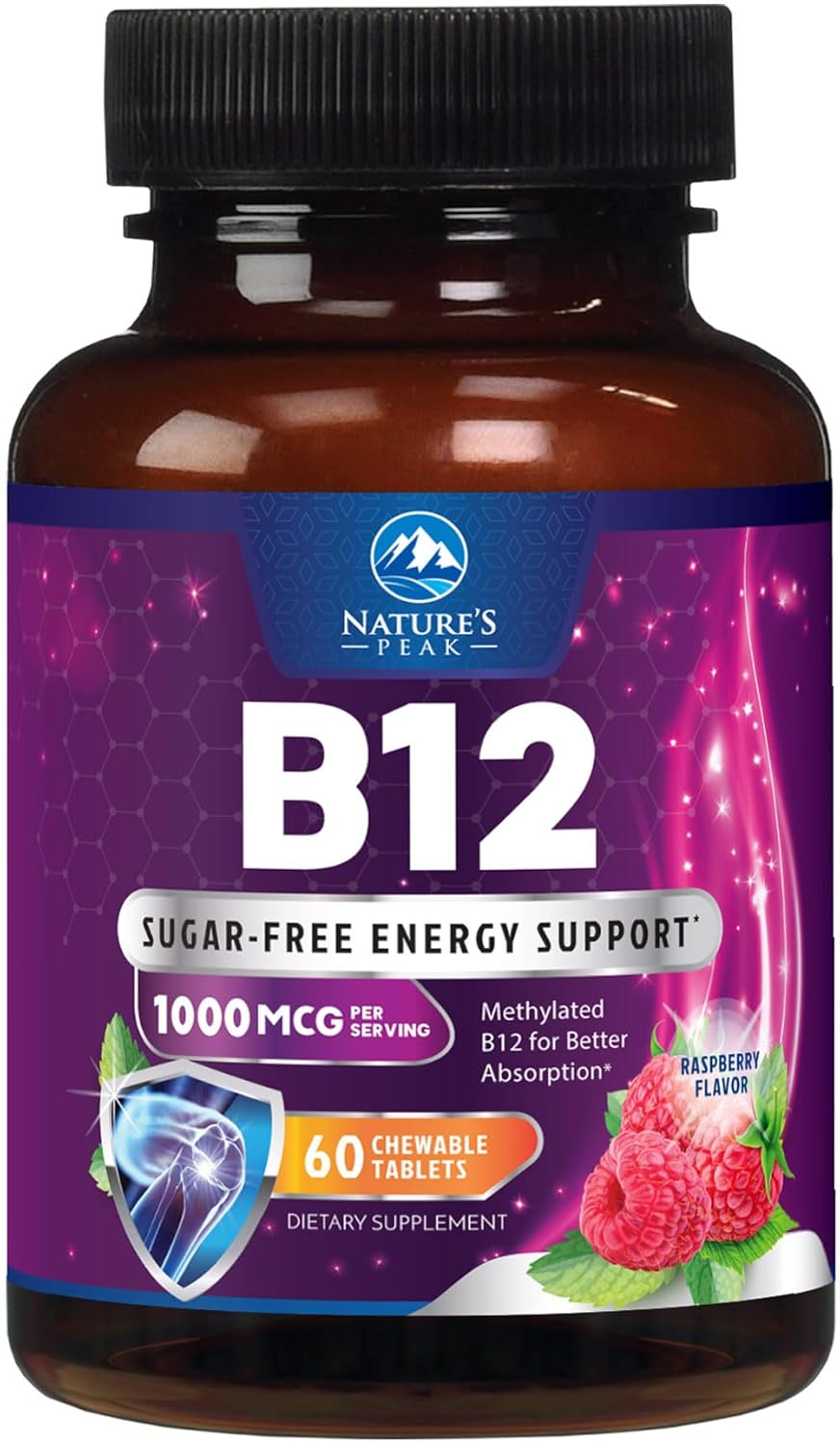 Vitamin B12 1000 mcg Methylcobalamin Super B 12 Complex Dietary Supplement For Energy Immune Support Vegan Sugar-Free Sublingual