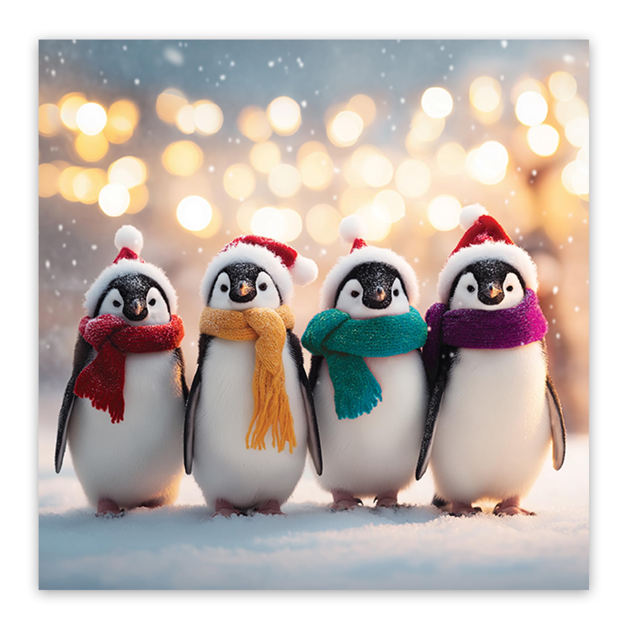 Noel Tatt Charity Christmas Cards Pack of 10 Penguins in Santa Hats