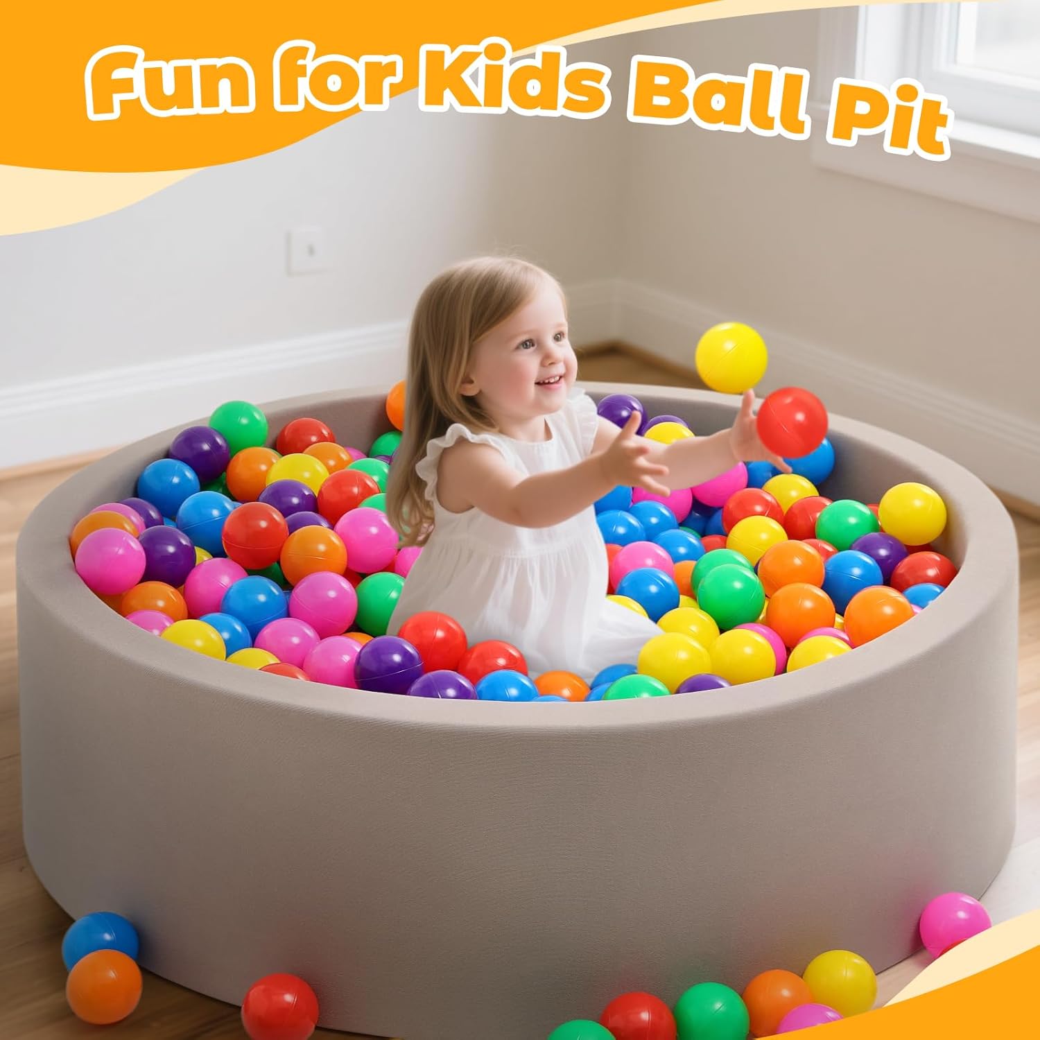 Ball Pit Balls for Toddlers: 50 100 200 Colorful Non-Toxic Balls with BPA-Free, Phthalate-Free, Crush-Resistant Polyethylene Plastic, 2.2 Inches, Perfect Toy for Boys and Girls Play - Image 3