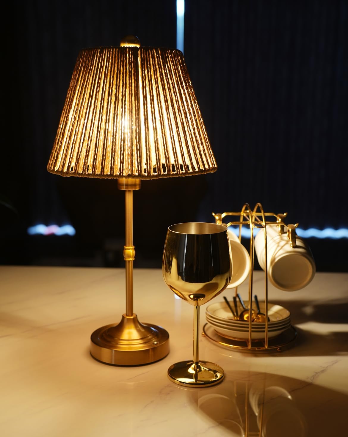 Rattan Lamp Shades Set of 2, Fabric Drum Shade with PVC Lining, Spider Fitter for Table Lamps,Floor Lamps, 5.5x8.7x6.6 Inch