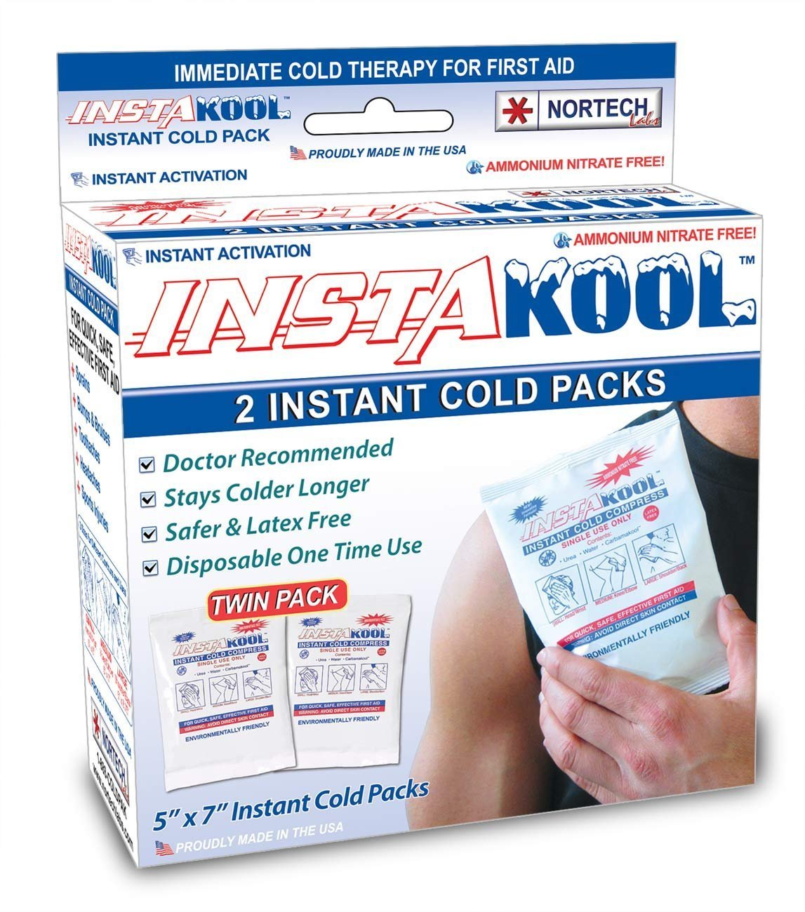 InstaKool Instant Cold Pack, 5" x 7" - 2/Box (Twin Pack) 6 Boxes Per Case