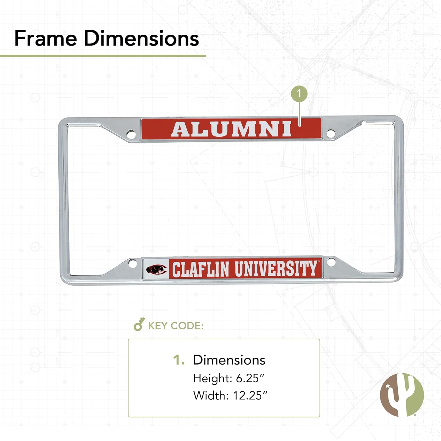 Desert Cactus Claflin University Car Accessories Metal License Plate Frame and Sticker for Front or Rear of Car (Sticker Frame Combo - Alumni)