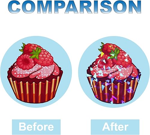 Miniatura 7 de Papel adhesivo holográfico de vinilo transparente holográfico de vidrio roto de 16.5 pulgadas x 16 pies, autoadhesivo, impermeable, transparente,