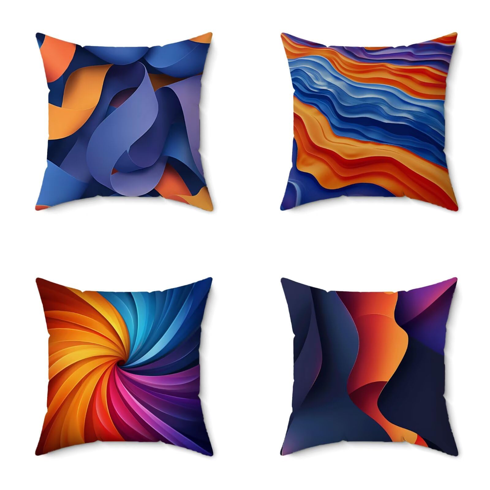 Poduszka outdoorowa 75 x 75 cm, zestaw 4 kolorowych poszewek na poduszki, abstrakcyjne, wodoodporne, miękkie, na sofę, HD, dwustronny nadruk, poduszka dekoracyjna do użytku na zewnątrz, do ogrodu, na