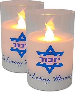 Ner Mitzvah Electric Yahrzeit Candle - LED Votive Candles - Flameless Memorial Candle - 2 Pack
