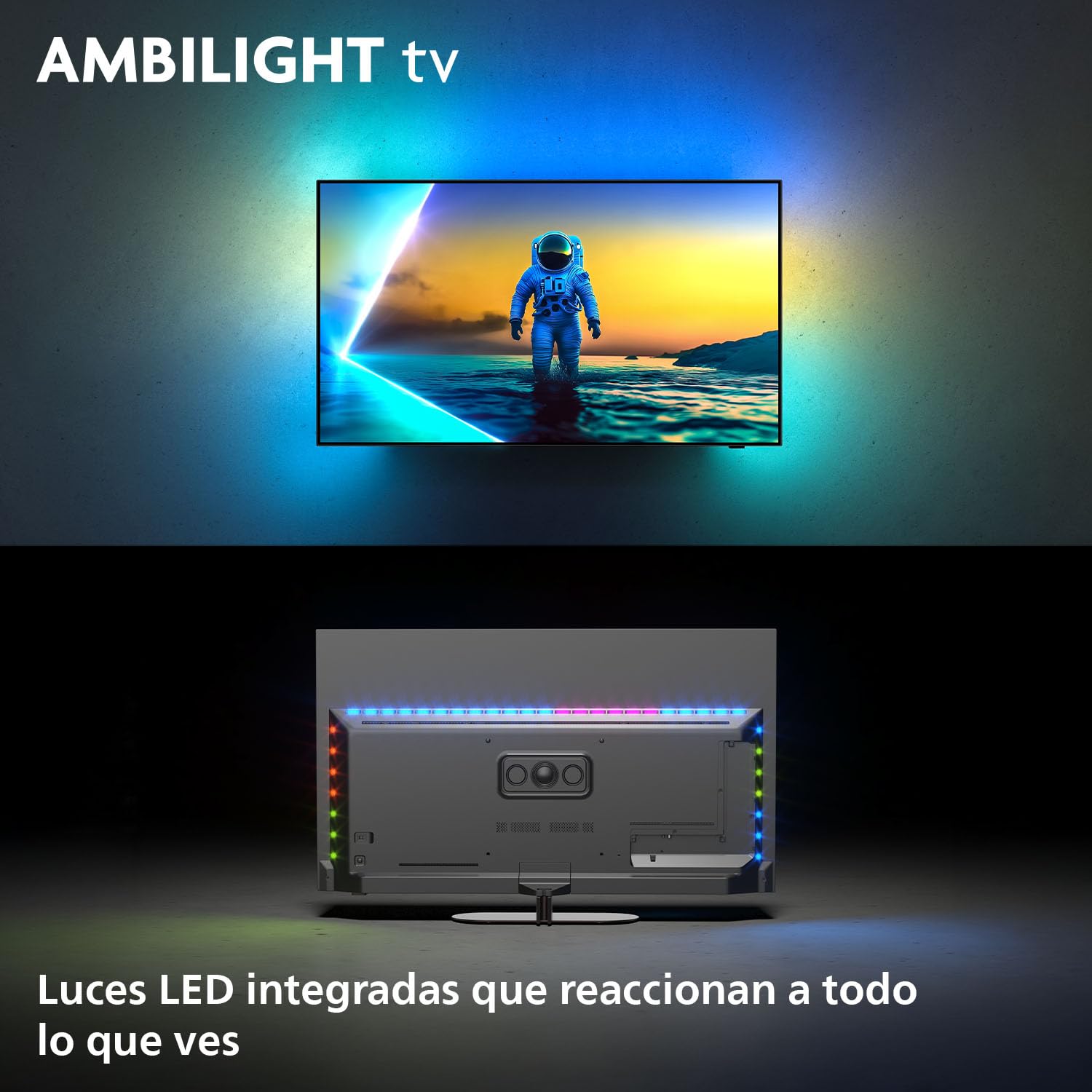 Philips Ambilight 65OLED820 4K OLED Smart TV - Pantalla de 65 Pulgadas con P5 AI Picture, Google TV, Dolby Vision y Sonido Dolby Atmos - Funciona con Alexa y Asistente de Google
