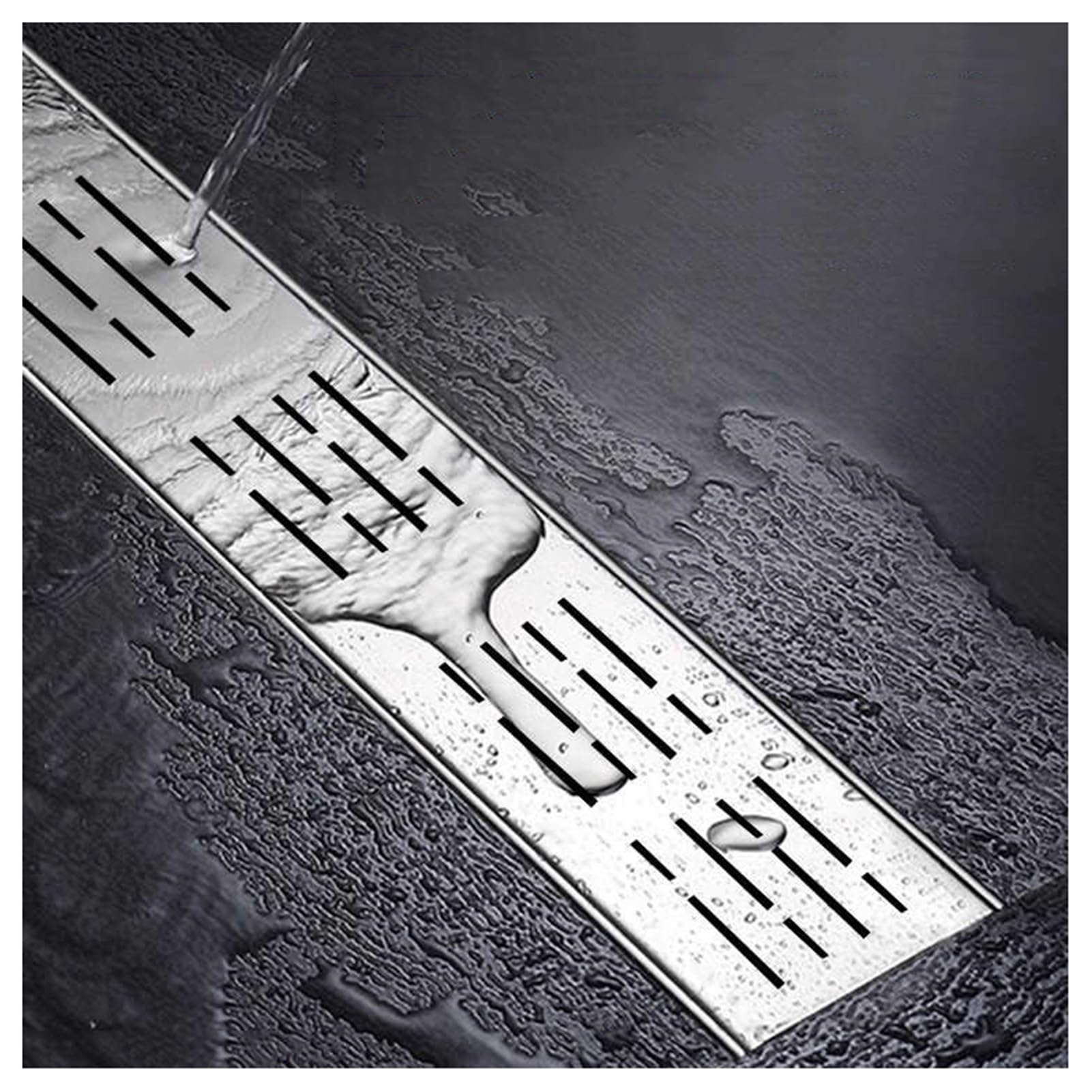 Caniveau de drainage extérieur en béton avec grille en acier inoxydable 304 pour cour L 5xH 5 cm
