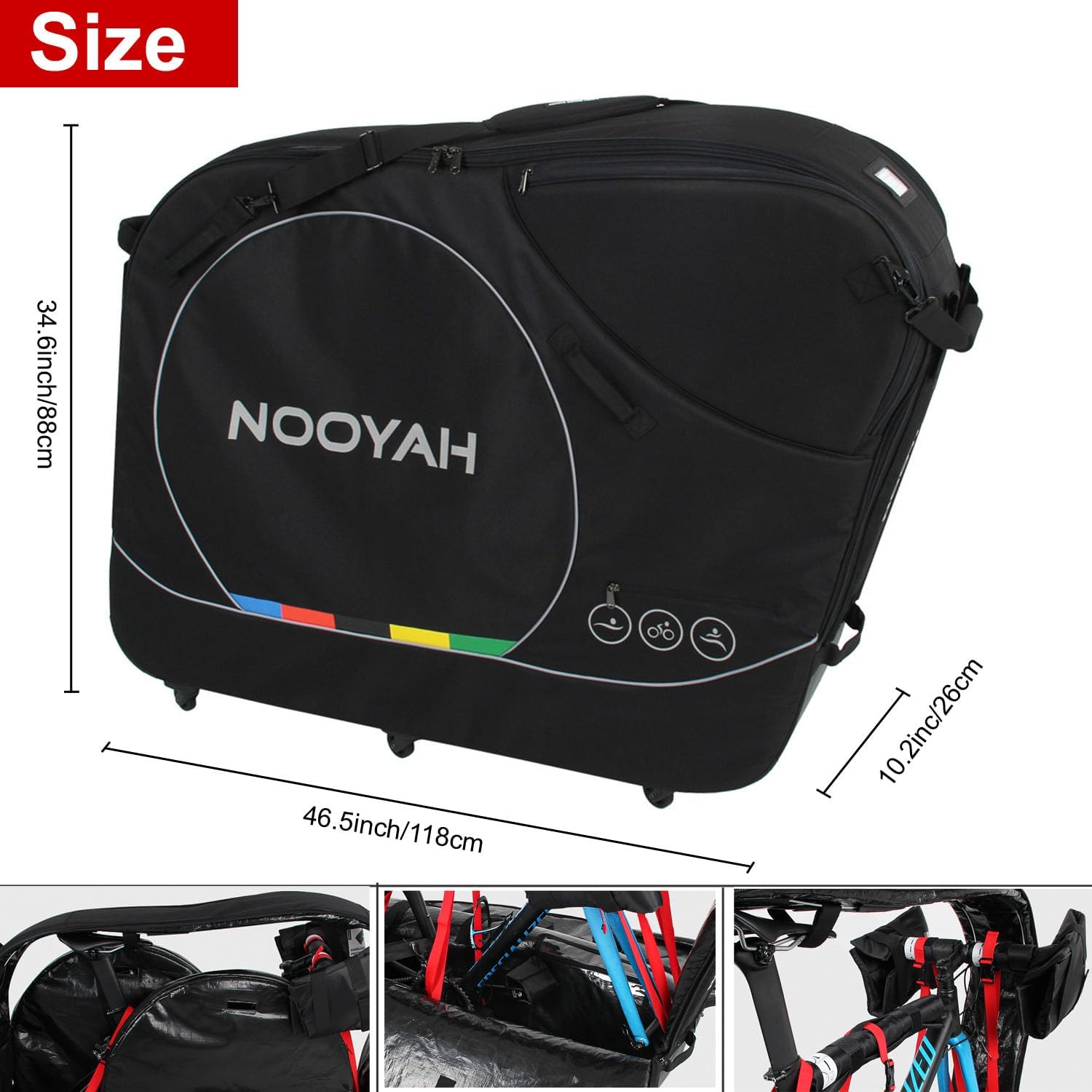 Sports Cycling Triathlon Bike Travel Bag, Air Transport Bicycle Case,No Need to Remove the Handlebar Suitcase