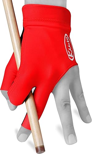 KAMUI Guante de billar - Secado rápido - para mano izquierda (rojo, grande)