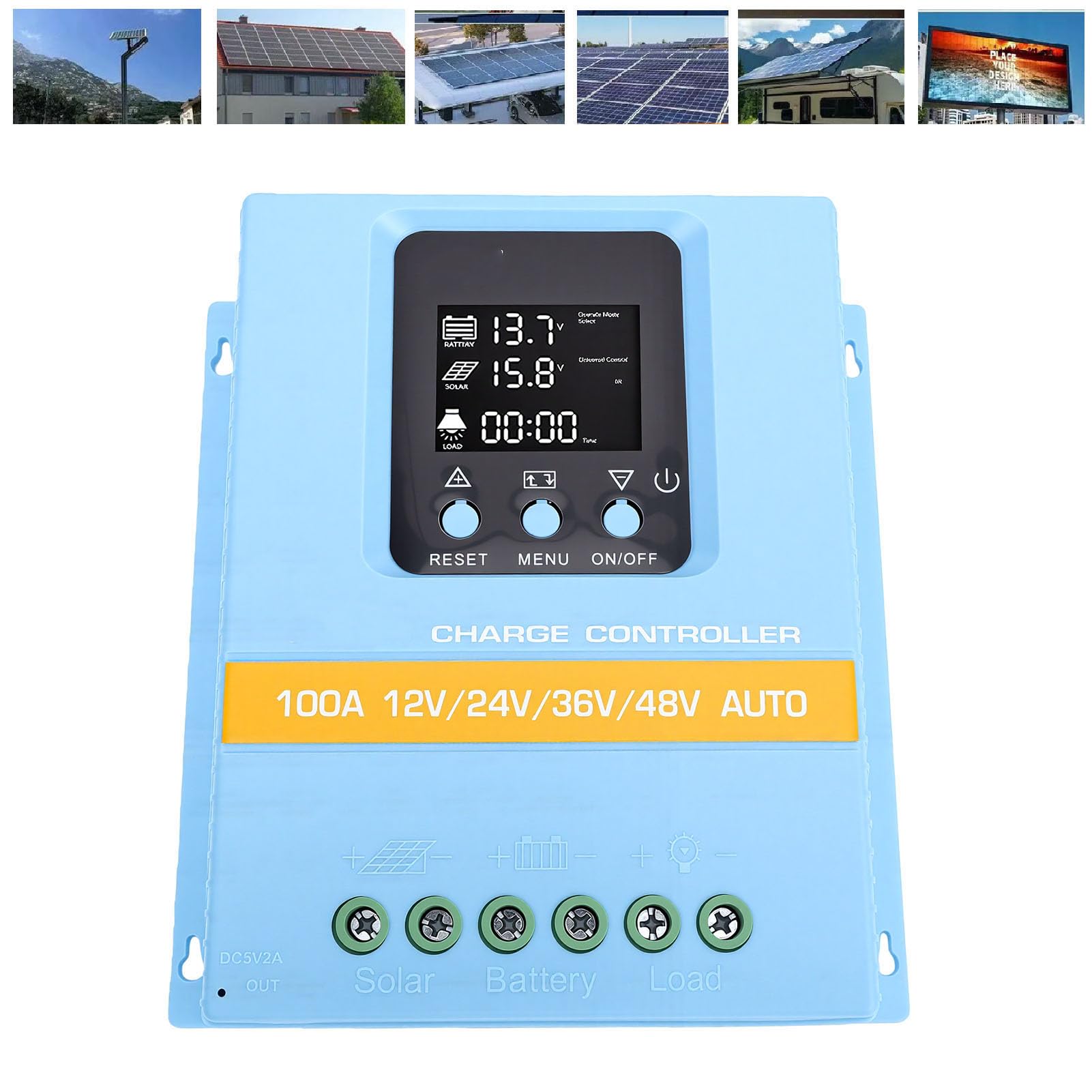 YWBL-WH Contrôleur de Charge Solaire 100A MPPT, écran LCD Double USB
