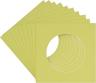 Pistachio Green Acid Free 20x20 Circle Picture Frame Mat with White Core Bevel Cut for 16x16 Pictures - Fits 20x20 Frame - Pack of 1 Matboard Show Kit With Acid Free Backing & Clear Bag