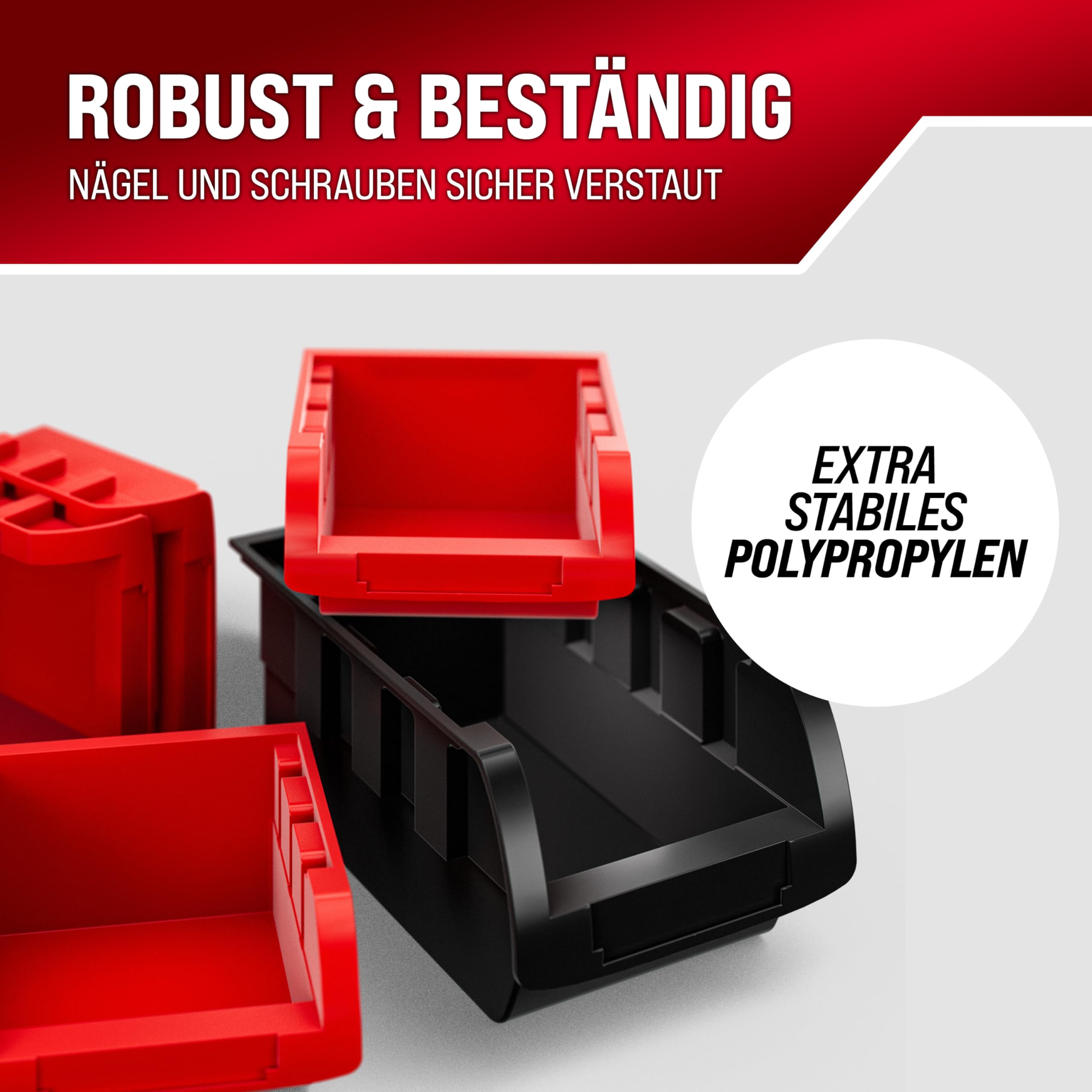 DEUBA® Wandregal mit Stapelboxen und Werkzeughalter 86 tlg Box Erweiterbar Werkstattregal Werkzeuglochwand
